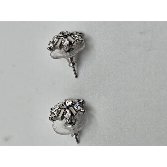 Vintage Carolee Starburst Pierced Earrings Silver Tone‎ Clear Rhinestones - Picture 3 of 6